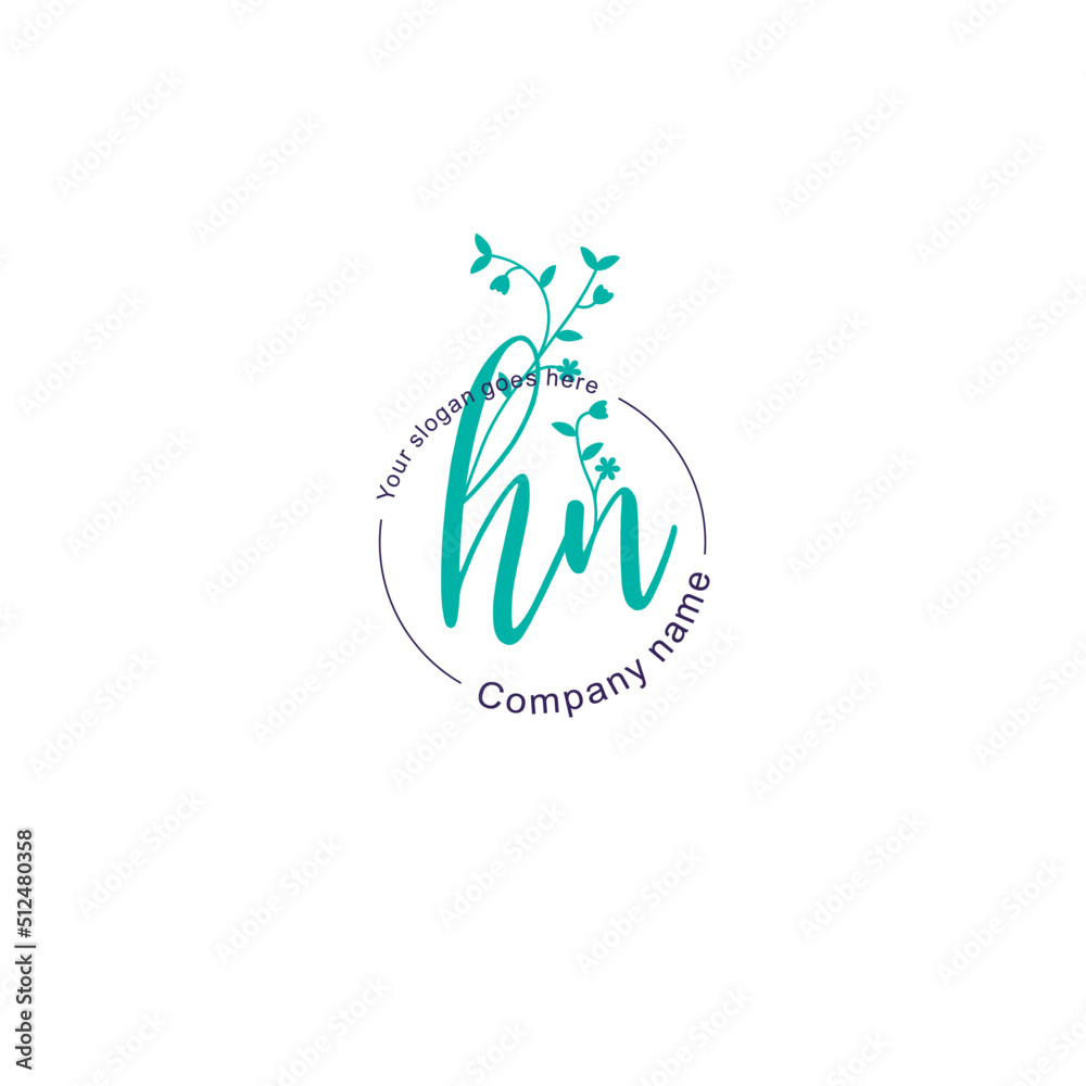 Initial letter HN beauty handwriting logo vector Initial letter HN beauty handwriting logo vector