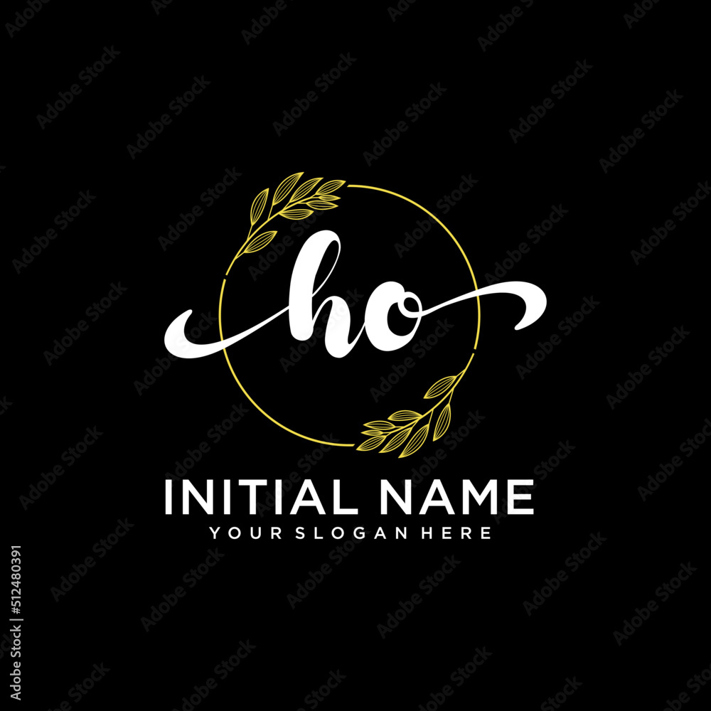 HO Initial handwriting logo vector. Hand lettering for designs. HO Initial handwriting logo vector. Hand lettering for designs.