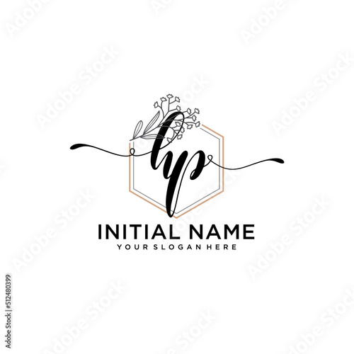 Initial letter HP beauty handwriting logo vector