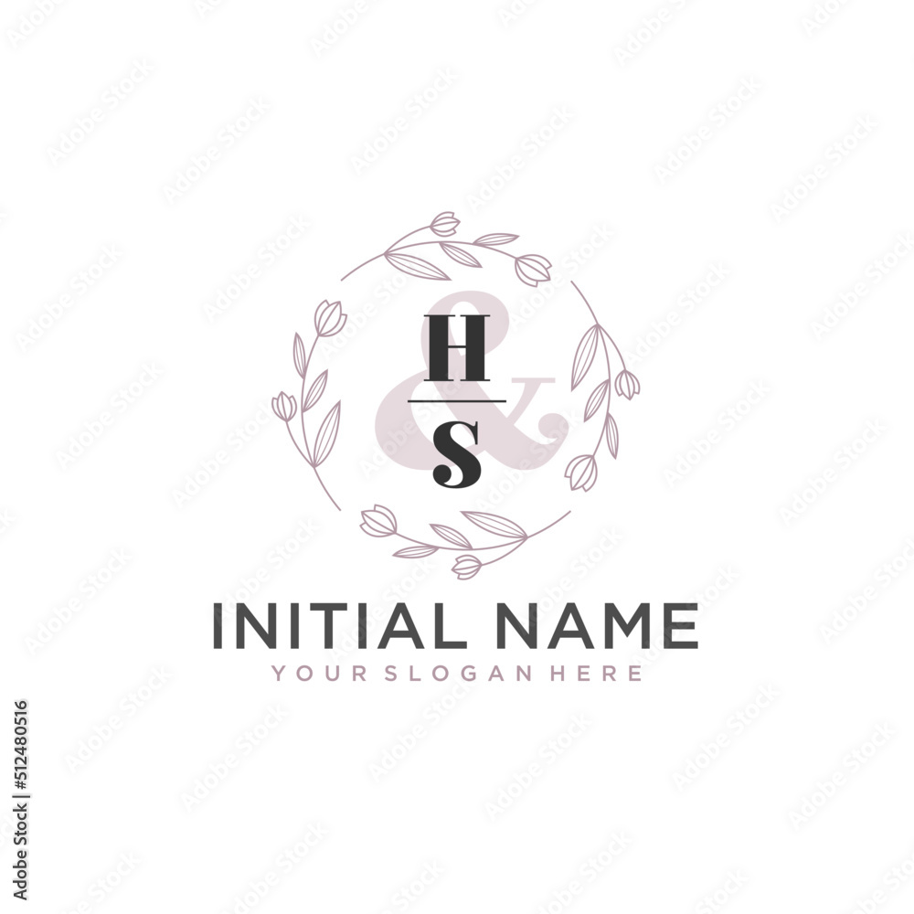 Initial letter HS beauty handwriting logo vector