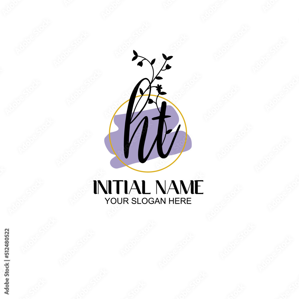 Initial letter HT beauty handwriting logo vector