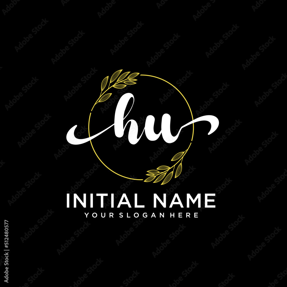 HU Initial handwriting logo vector. Hand lettering for designs. HU Initial handwriting logo vector. Hand lettering for designs.
