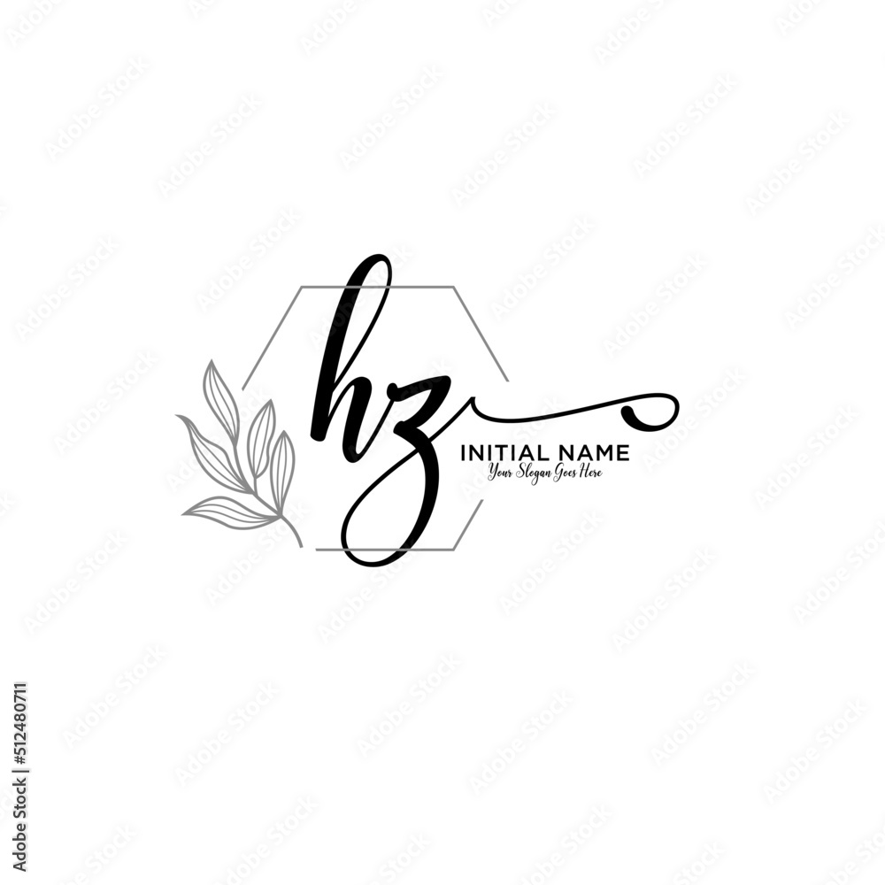 Initial letter HZ beauty handwriting logo vector