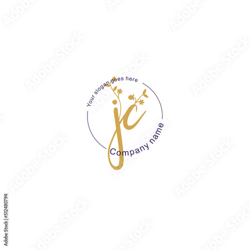 Initial letter JC beauty handwriting logo vector
