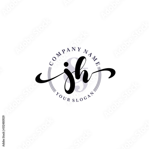 Initial letter JH beauty handwriting logo vector