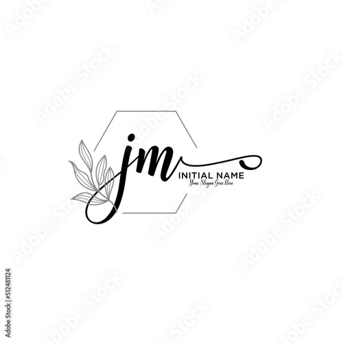 Initial letter JM beauty handwriting logo vector