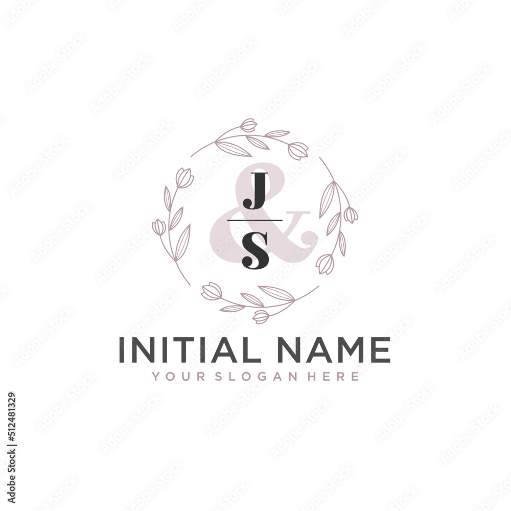 Initial letter JS beauty handwriting logo vector