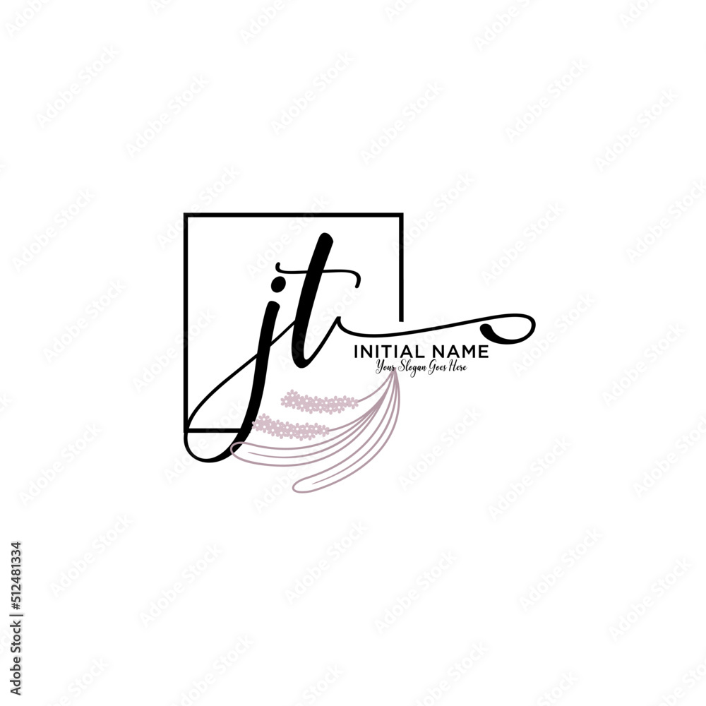 Initial letter JT beauty handwriting logo vector Initial letter JT beauty handwriting logo vector