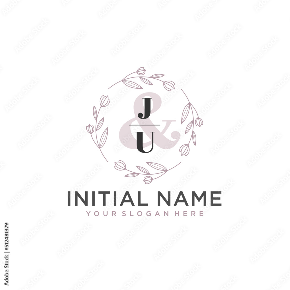 Initial letter JU beauty handwriting logo vector Initial letter JU beauty handwriting logo vector