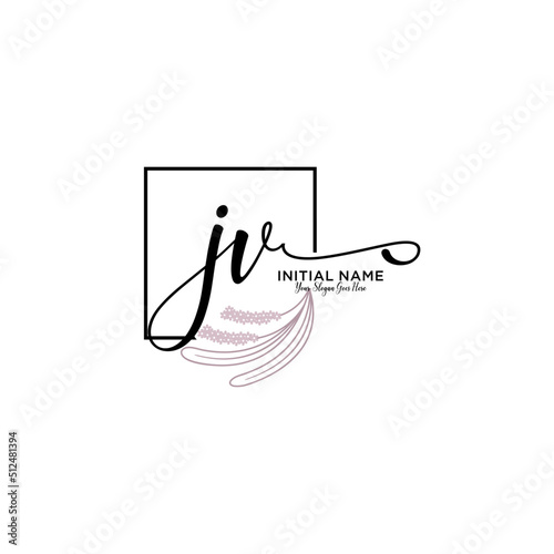 Initial letter JV beauty handwriting logo vector