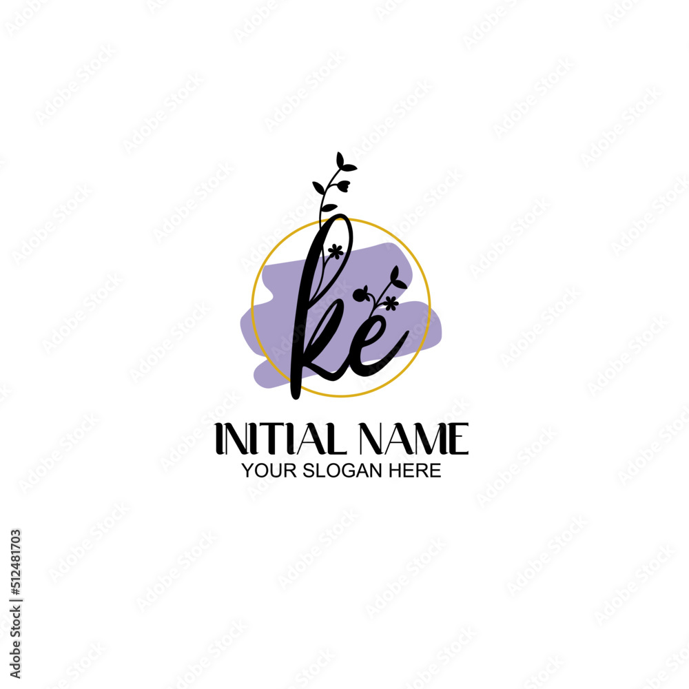Initial letter KE beauty handwriting logo vector Initial letter KE beauty handwriting logo vector