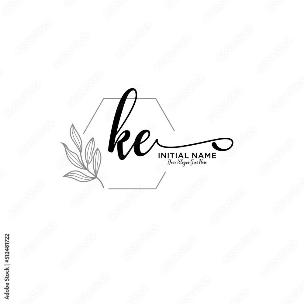 Initial letter KE beauty handwriting logo vector Initial letter KE beauty handwriting logo vector