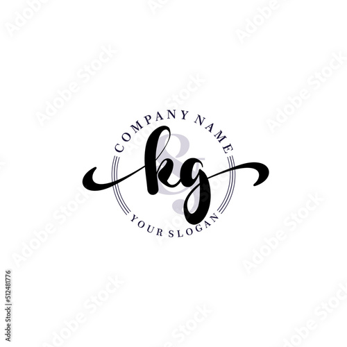 Initial letter KG beauty handwriting logo vector