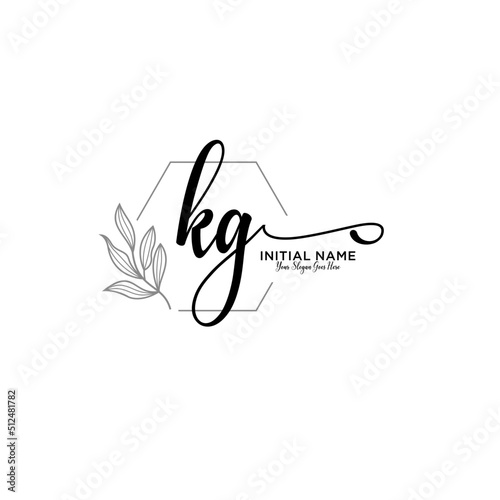 Initial letter KG beauty handwriting logo vector