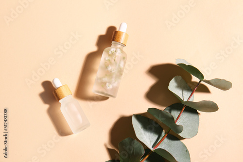 Bottles of natural serum an...