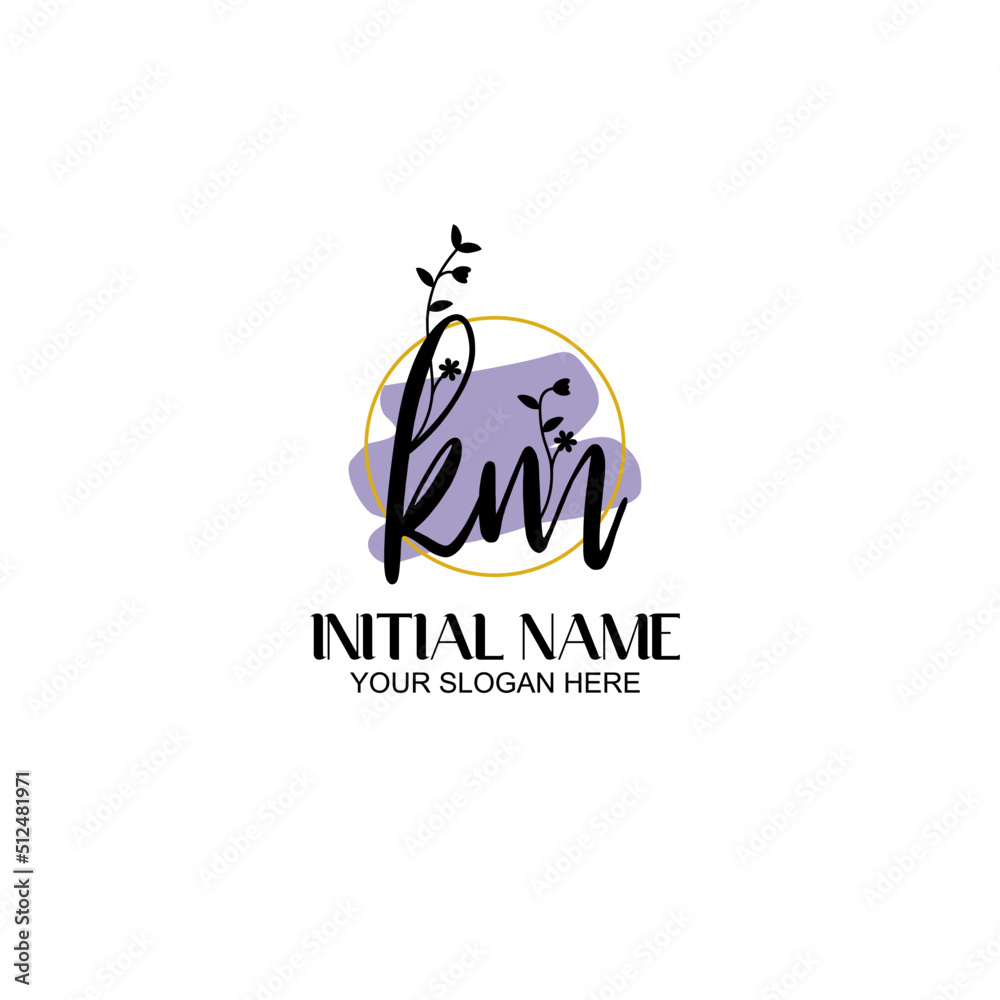 Initial letter KM beauty handwriting logo vector Initial letter KM beauty handwriting logo vector