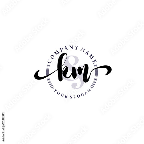 KM Initial handwriting logo vector. Hand lettering for designs.
