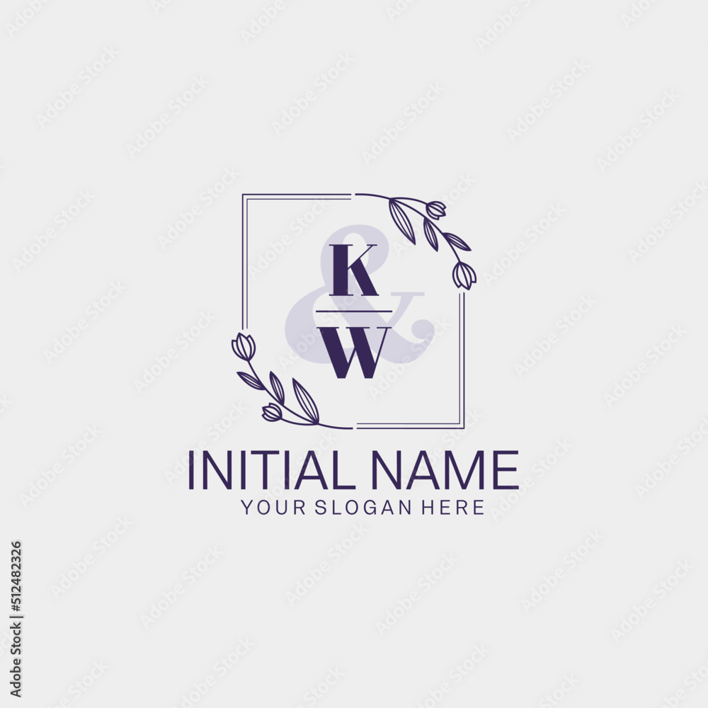 Initial letter KW beauty handwriting logo vector
