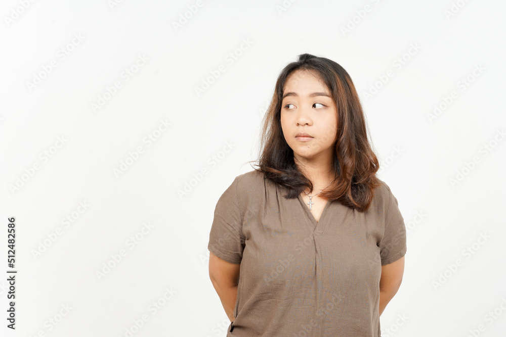 Angry face and looking side of Beautiful Asian Woman Isolated On White Background Angry face and looking side of Beautiful Asian Woman Isolated On White Background