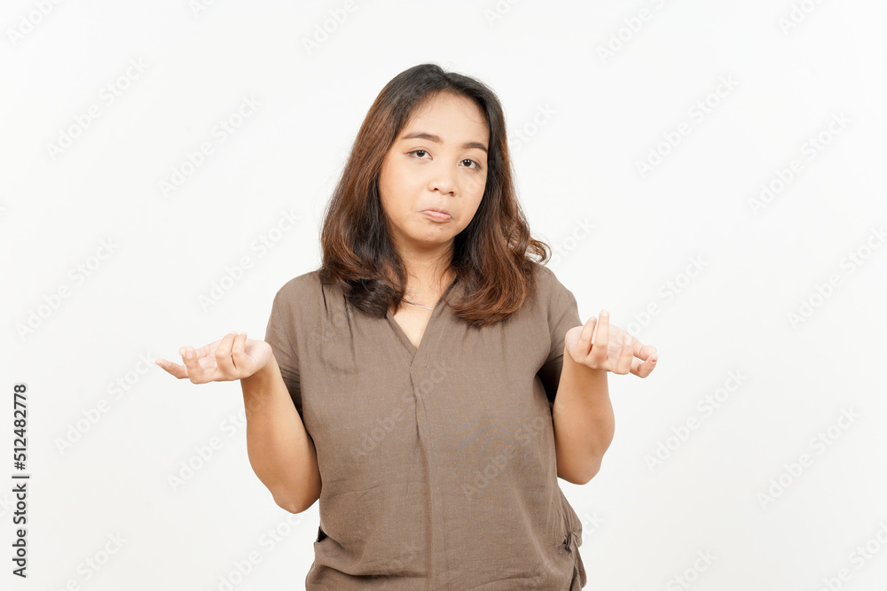 Doubt Confused, Don't know Gesture of Beautiful Asian Woman Isolated On White Background Doubt Confused, Don't know Gesture of Beautiful Asian Woman Isolated On White Background