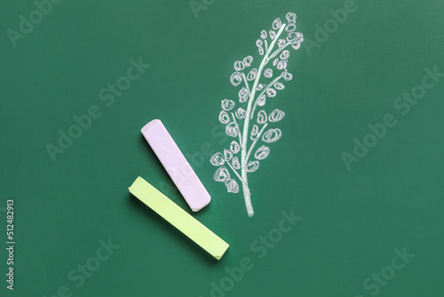Drawn plant branch with cha...