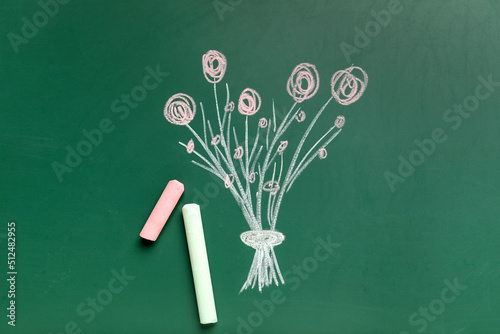 Drawn bouquet of flowers wi...