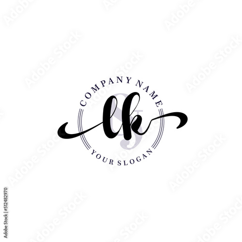 LK Initial handwriting logo vector. Hand lettering for designs.