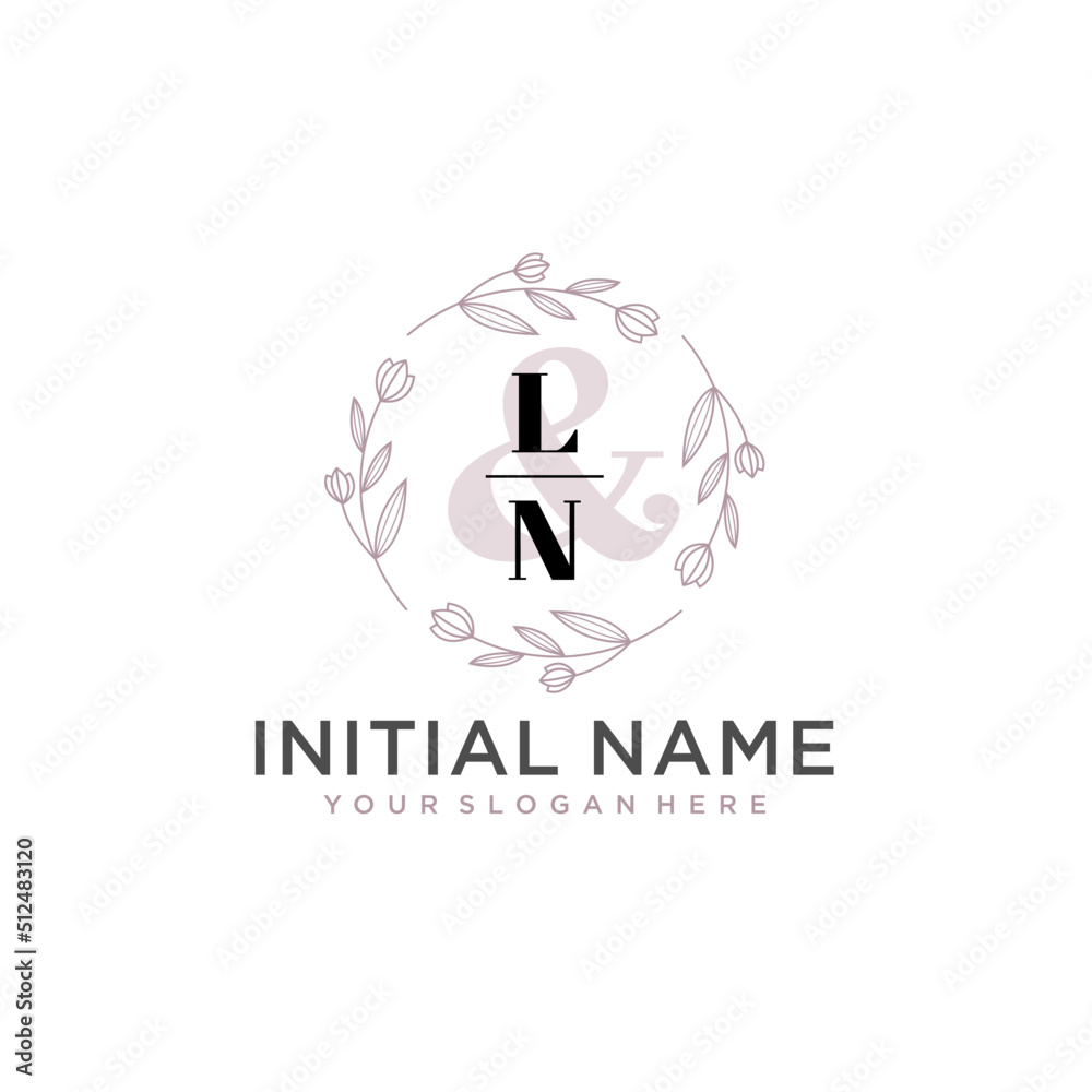 Initial letter LN beauty handwriting logo vector