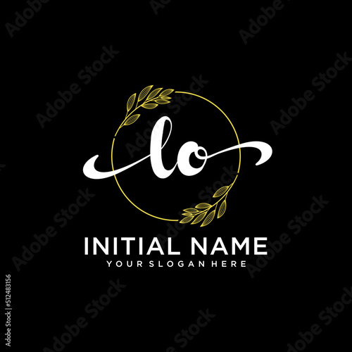 LO Initial handwriting logo vector. Hand lettering for designs.