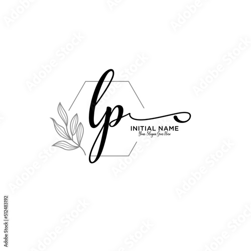 Initial letter LP beauty handwriting logo vector