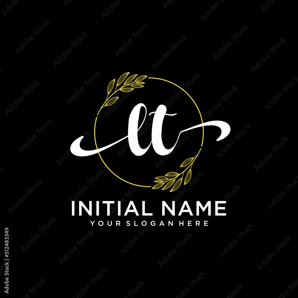 LT Initial handwriting logo vector. Hand lettering for designs.