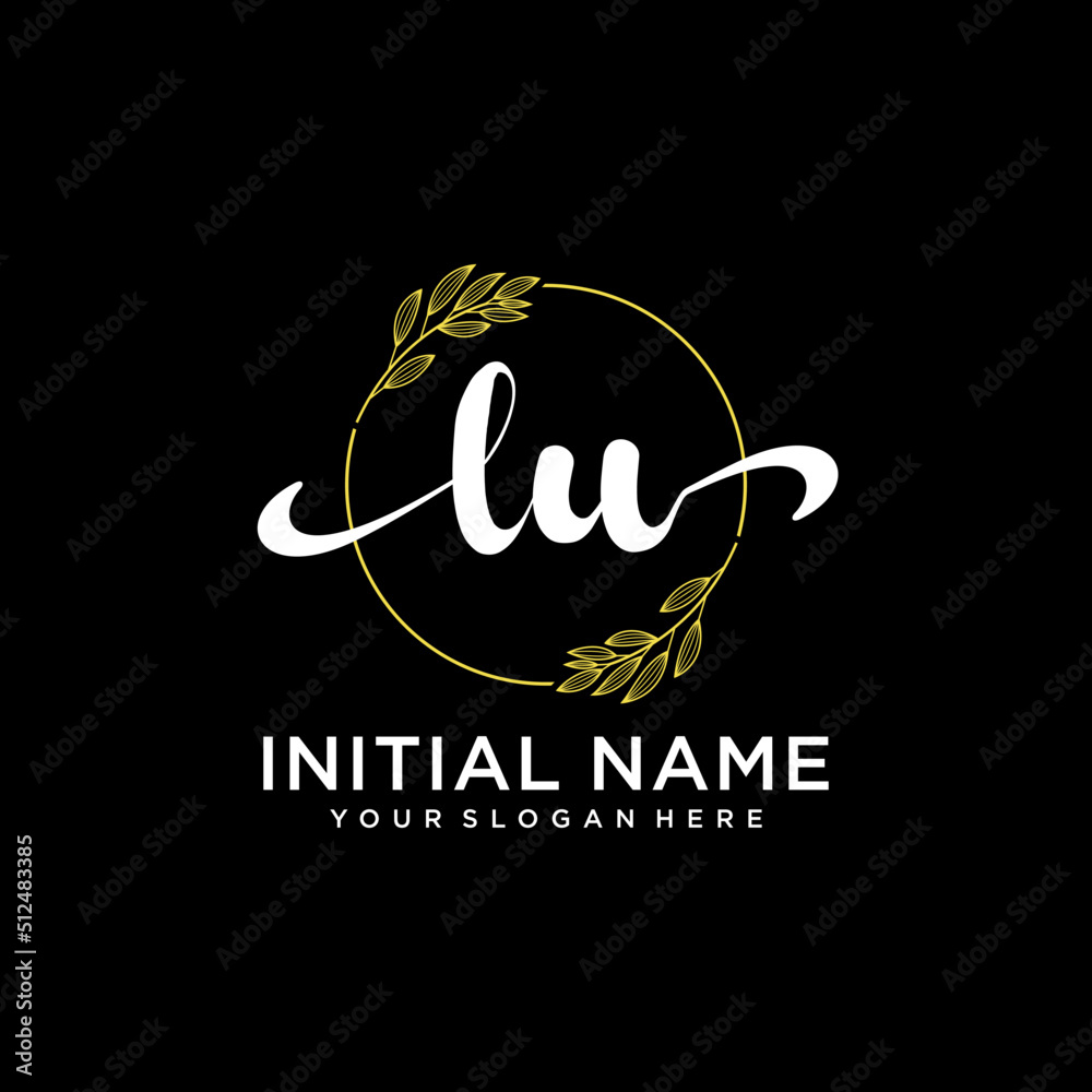 LU Initial handwriting logo vector. Hand lettering for designs.