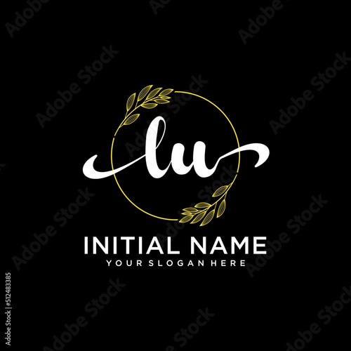 LU Initial handwriting logo vector. Hand lettering for designs.
