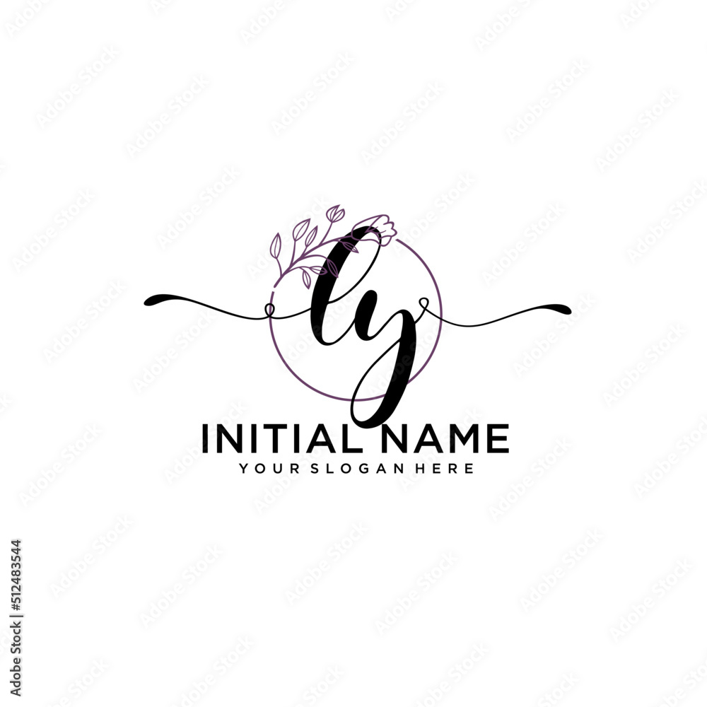 Obraz premium Initial letter LY beauty handwriting logo vector