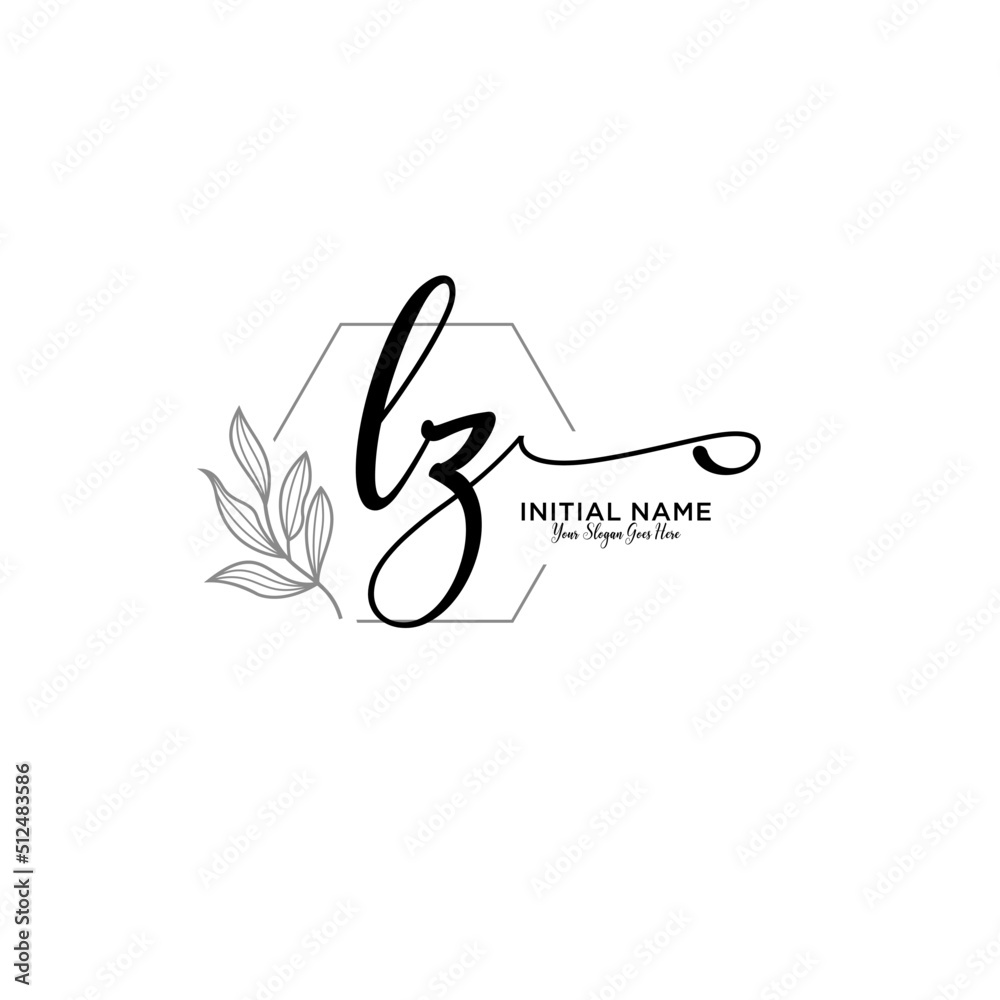 Initial letter LZ beauty handwriting logo vector - obrazy, fototapety, plakaty 