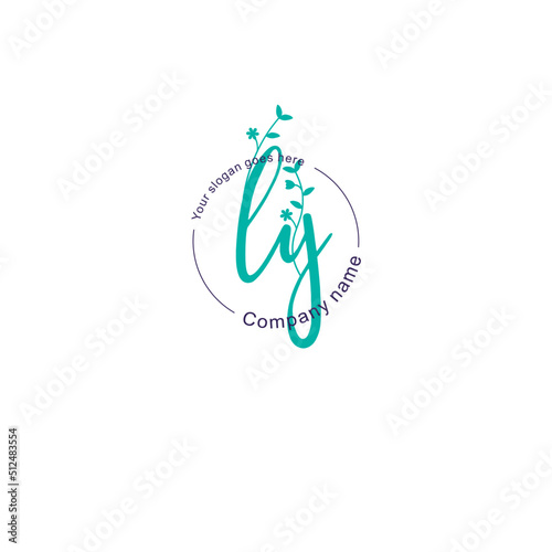 Initial letter LY beauty handwriting logo vector