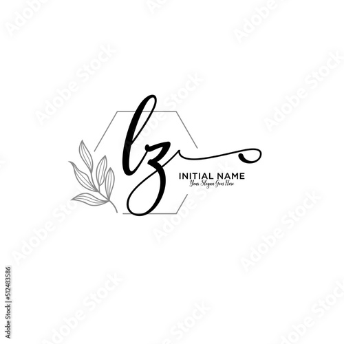 Initial letter LZ beauty handwriting logo vector