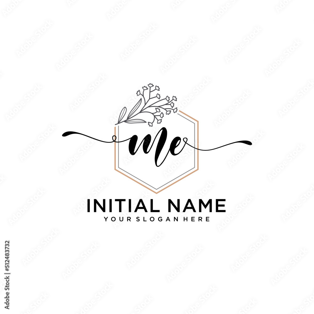Initial letter ME beauty handwriting logo vector Stock Vector | Adobe Stock