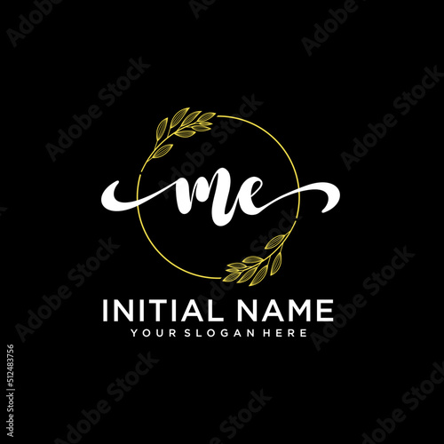 ME Initial handwriting logo vector. Hand lettering for designs.
