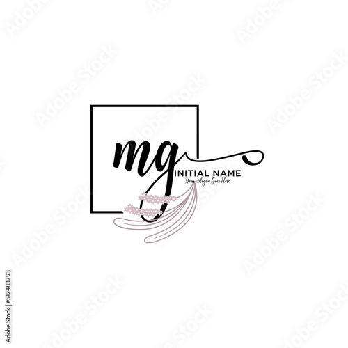 Initial letter MG beauty handwriting logo vector