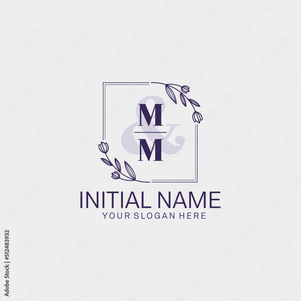 Initial letter MM beauty handwriting logo vector