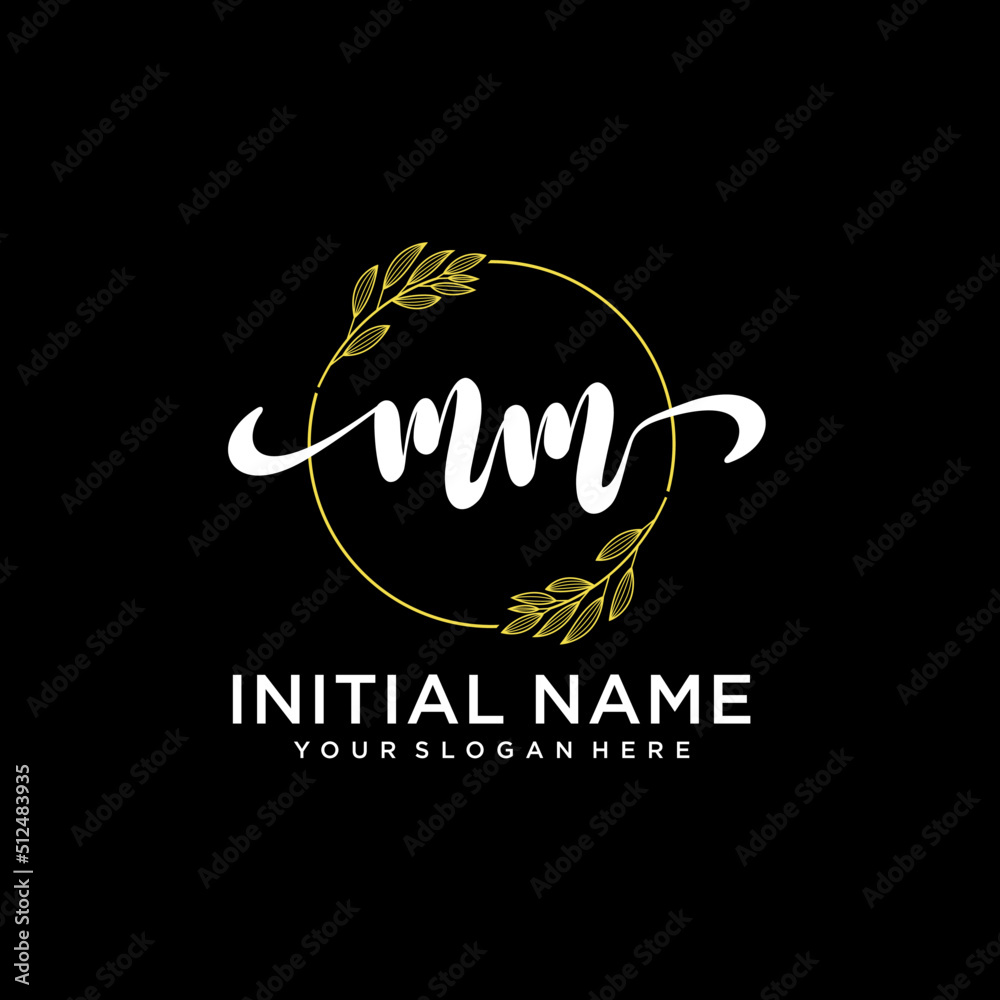 MM Initial handwriting logo vector. Hand lettering for designs.
