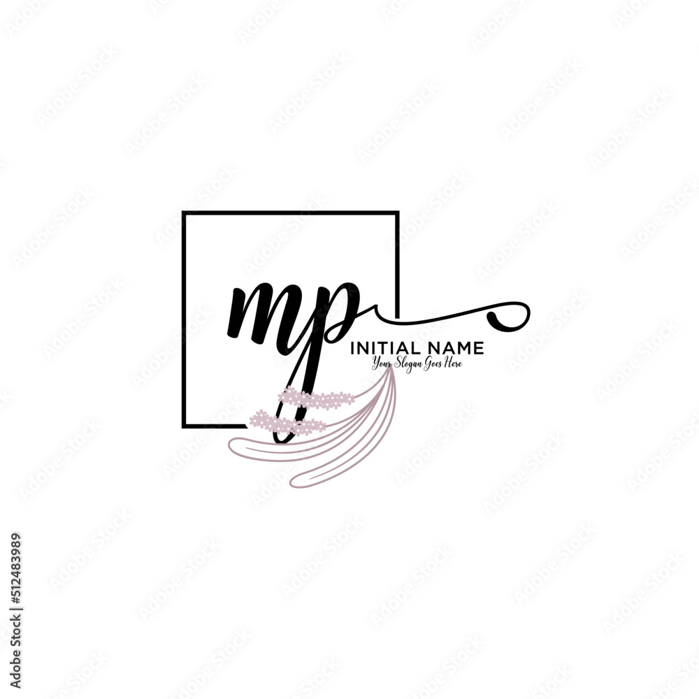 Obraz premium Initial letter MP beauty handwriting logo vector