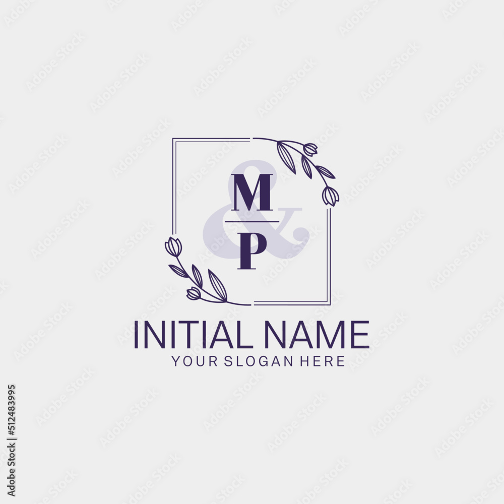 Initial letter MP beauty handwriting logo vector