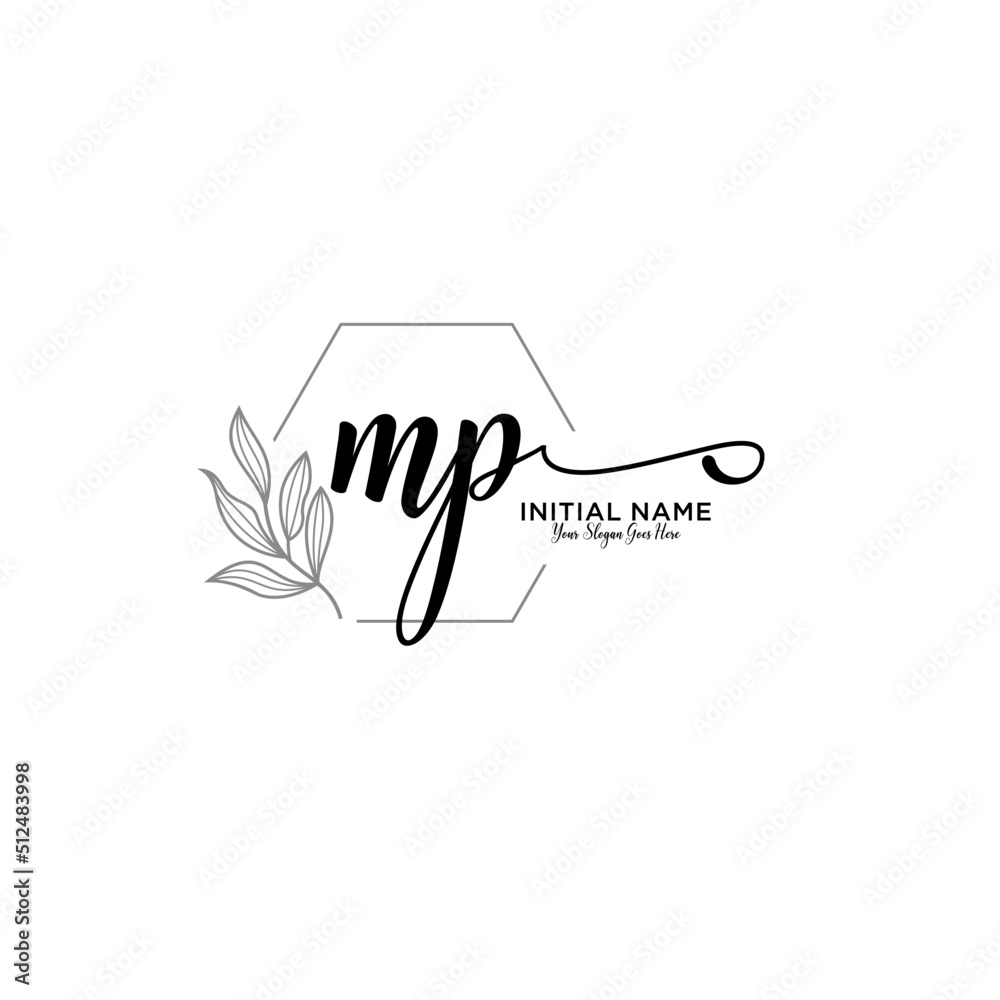 Initial letter MP beauty handwriting logo vector Initial letter MP beauty handwriting logo vector