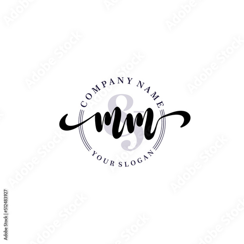 MM Initial handwriting logo vector. Hand lettering for designs.