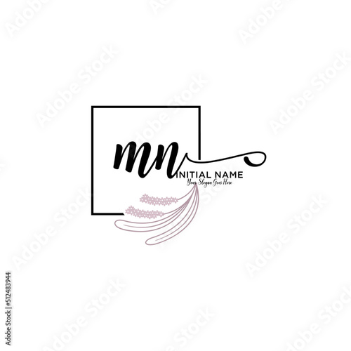 Initial letter MN beauty handwriting logo vector