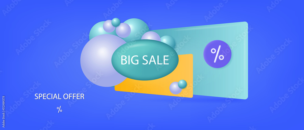 3d big sale offer. Abstract vector banner. Special sale offer at low price. Mega promotion announcement, discount, bonus, digital festival. Abstract pastel big deal background, modern template. 3d big sale offer. Abstract vector banner. Special sale offer at low price. Mega promotion announcement, discount, bonus, digital festival. Abstract pastel big deal background, modern template.