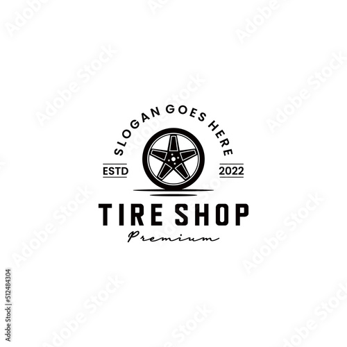 tire shop logo design vintage classical template