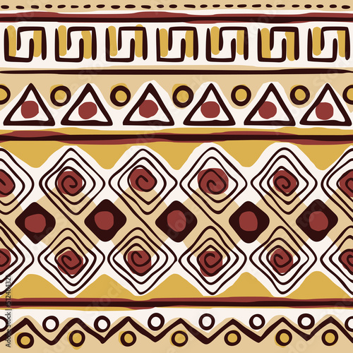 Seamless pattern. Ethnic background, african motifs, hand drawing.